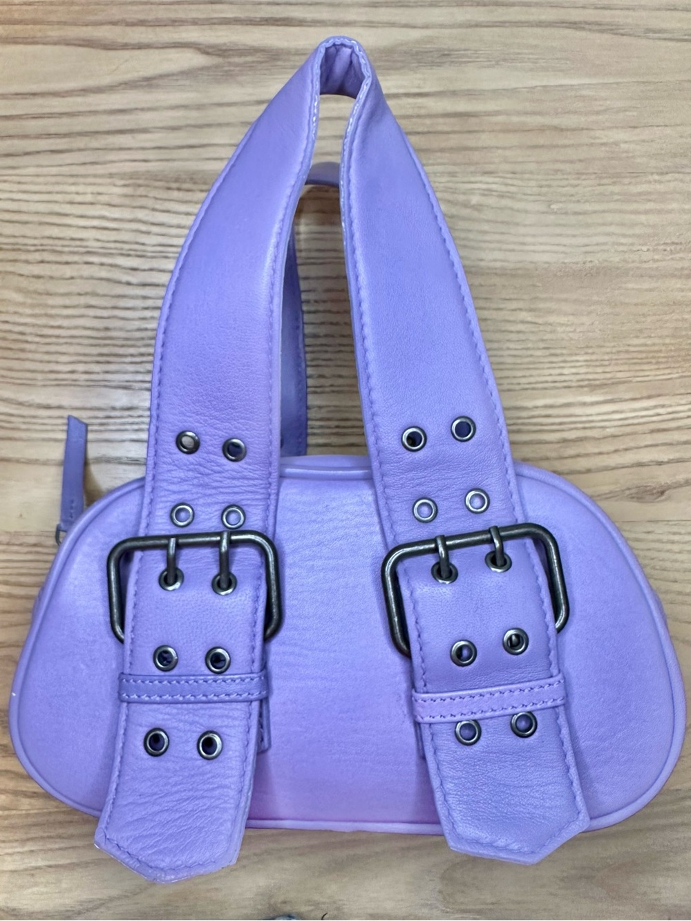 Free People Say Yes Purple Lavender Handbag Mini Faux Leather Vegan Buckle Bag - Picture 6 of 7